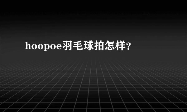 hoopoe羽毛球拍怎样?