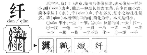 “纤”的多音字组词?