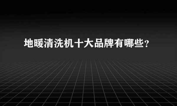 地暖清洗机十大品牌有哪些?
