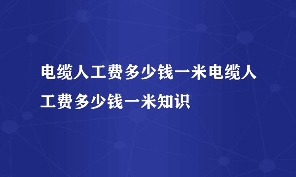 电缆人工费多少钱一米电缆人工费多少钱一米知识