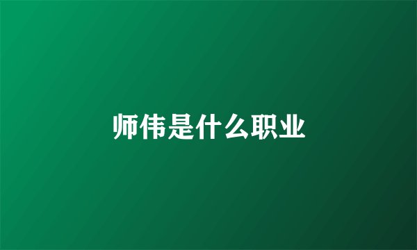 师伟是什么职业