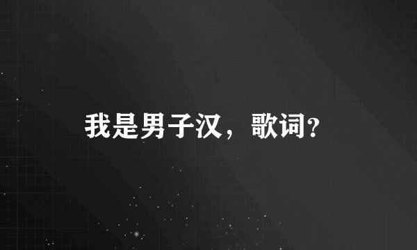 我是男子汉，歌词？