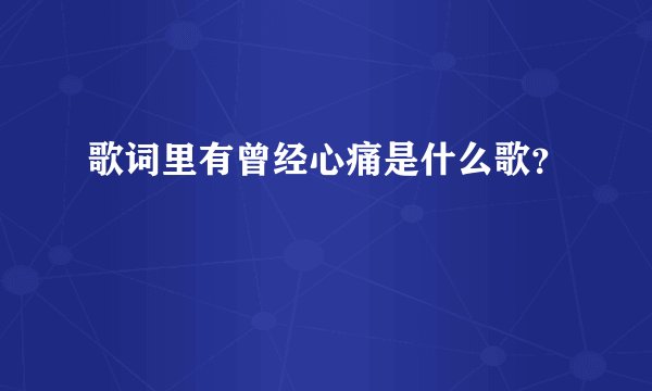 歌词里有曾经心痛是什么歌？