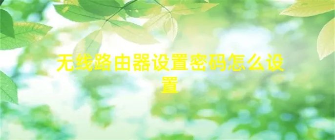 无线路由器设置密码怎么设置