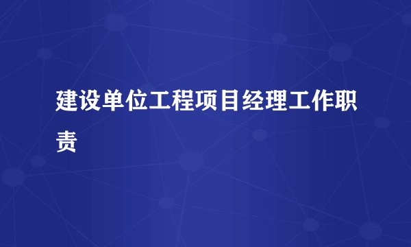 建设单位工程项目经理工作职责
