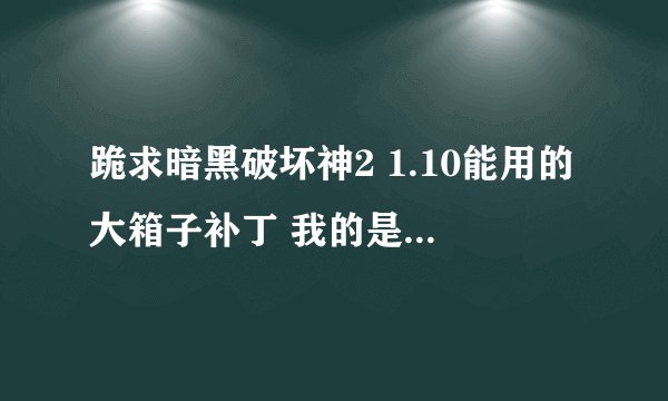 跪求暗黑破坏神2 1.10能用的大箱子补丁 我的是WIN7系统的。各位大虾帮帮忙吧