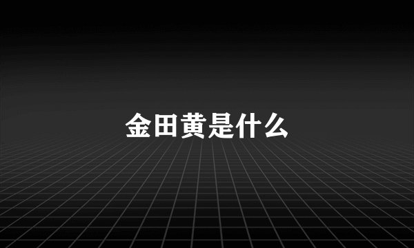 金田黄是什么