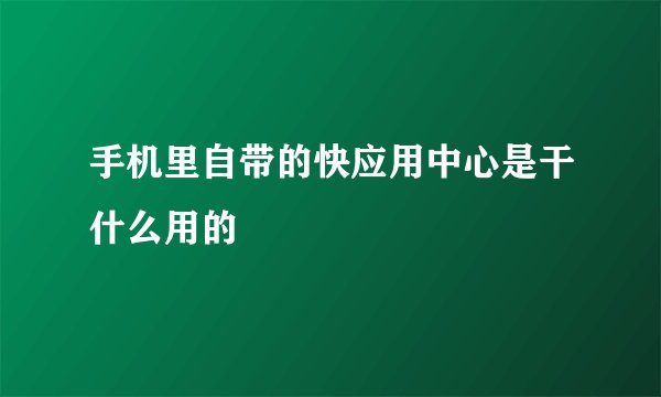 手机里自带的快应用中心是干什么用的