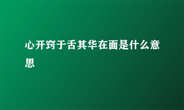 心开窍于舌其华在面是什么意思