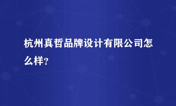 杭州真哲品牌设计有限公司怎么样？
