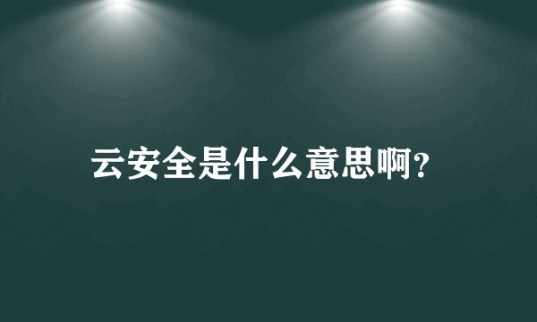 云安全是什么意思啊？
