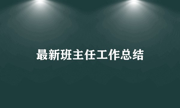 最新班主任工作总结