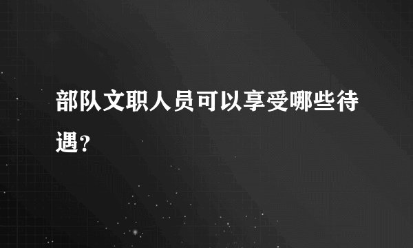 部队文职人员可以享受哪些待遇?