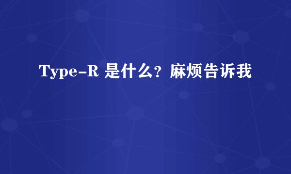 Type-R 是什么？麻烦告诉我