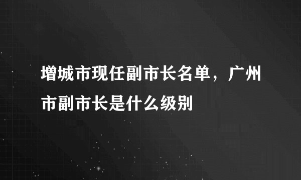 增城市现任副市长名单,广州市副市长是什么级别