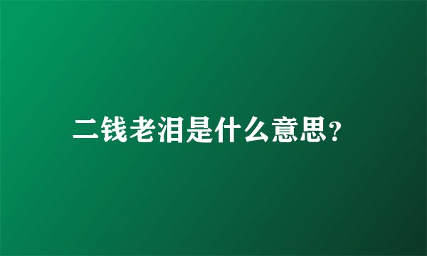 二钱老泪是什么意思？