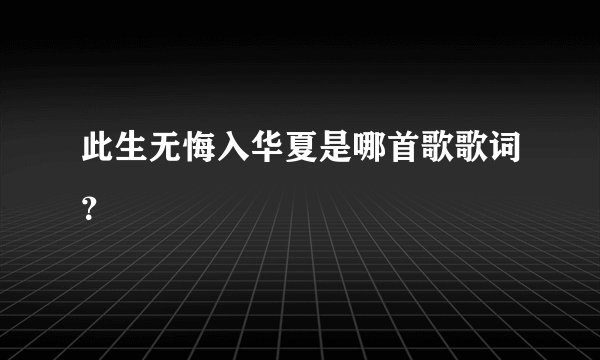 此生无悔入华夏是哪首歌歌词？