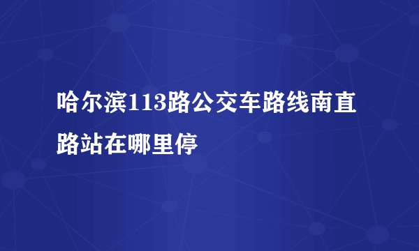 哈尔滨113路公交车路线南直路站在哪里停
