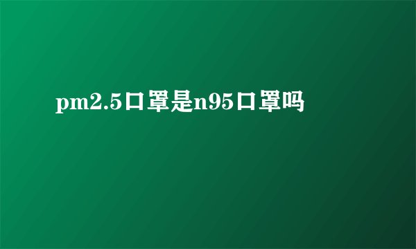 pm2.5口罩是n95口罩吗