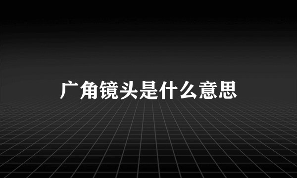 广角镜头是什么意思