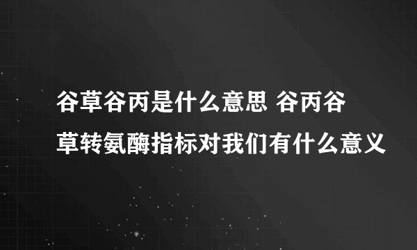 谷草谷丙是什么意思 谷丙谷草转氨酶指标对我们有什么意义