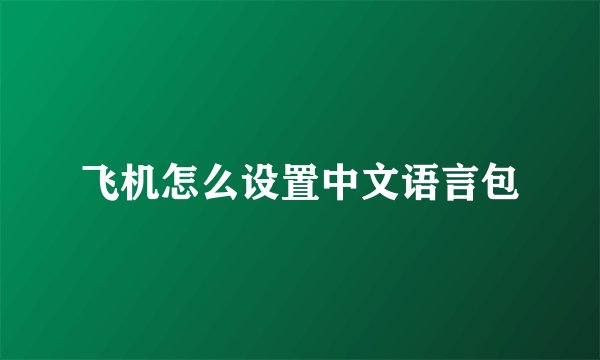 飞机怎么设置中文语言包