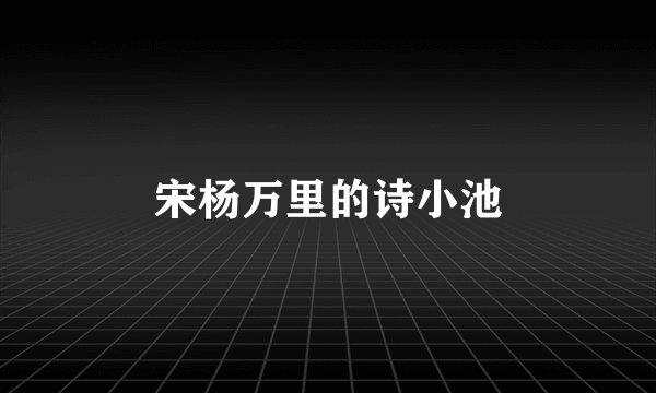 宋杨万里的诗小池