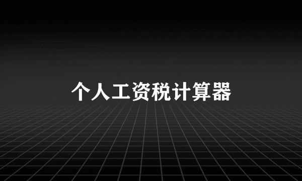 个人工资税计算器