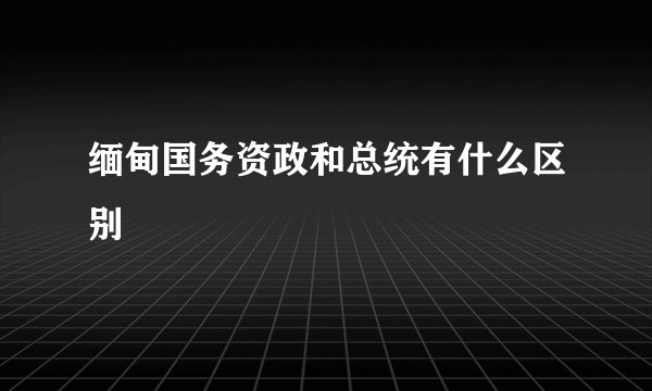 缅甸国务资政和总统有什么区别