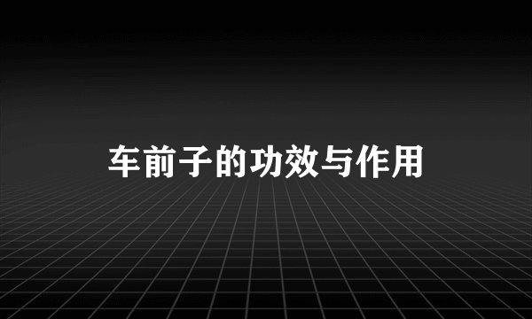 车前子的功效与作用