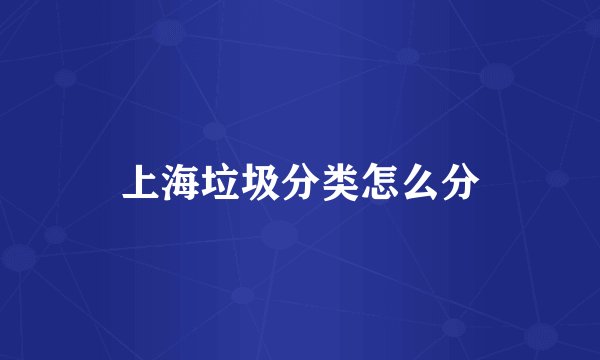 上海垃圾分类怎么分