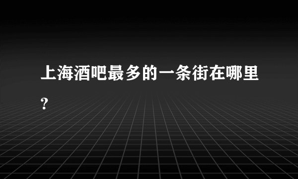 上海酒吧最多的一条街在哪里?