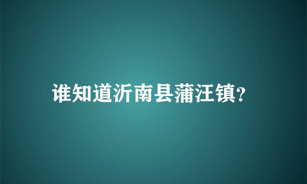 谁知道沂南县蒲汪镇？