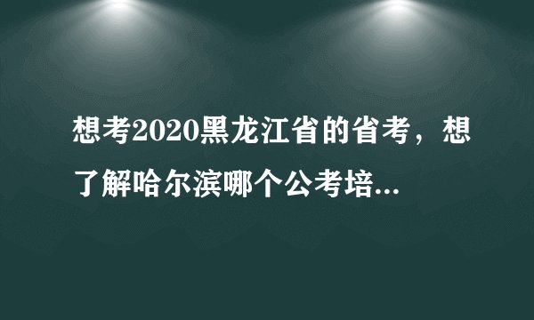 想考2020黑龙江省的省考，想了解哈尔滨哪个公考培训学校比较好？