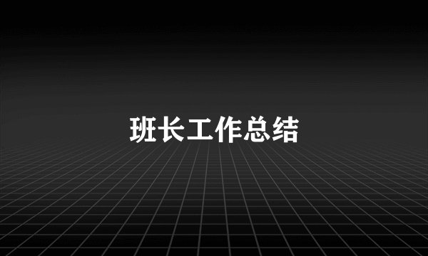 班长工作总结