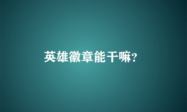 英雄徽章能干嘛?