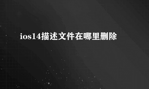 ios14描述文件在哪里删除