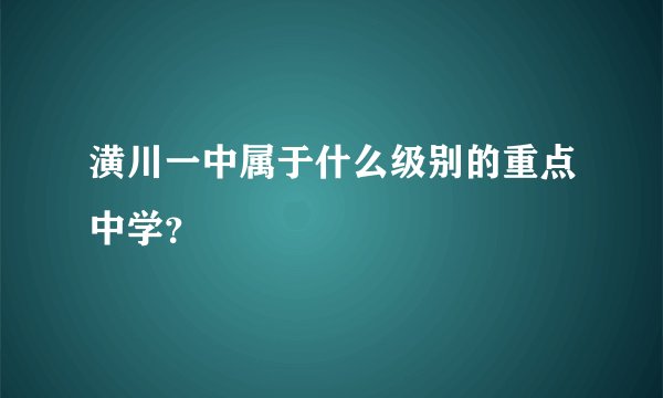 潢川一中属于什么级别的重点中学？