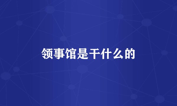 领事馆是干什么的