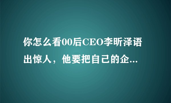 你怎么看00后CEO李昕泽语出惊人,他要把自己的企业做成中国的苹果和微软?