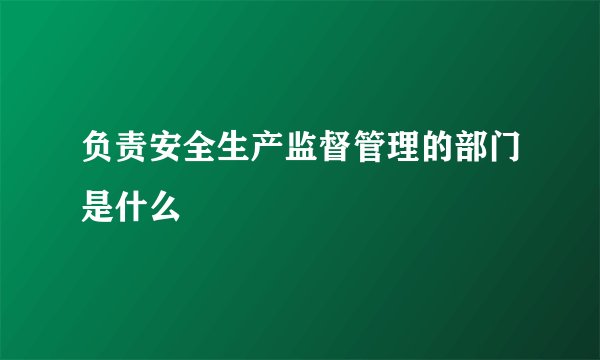 负责安全生产监督管理的部门是什么