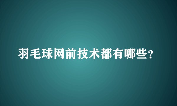 羽毛球网前技术都有哪些？