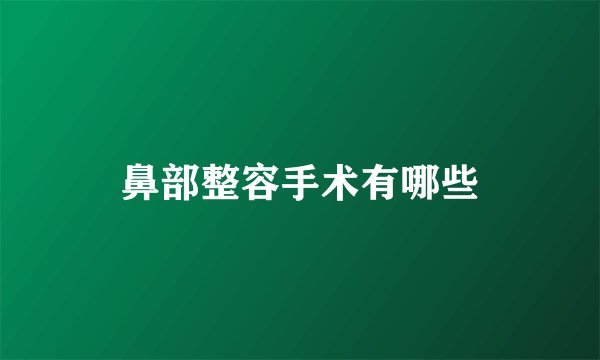 鼻部整容手术有哪些