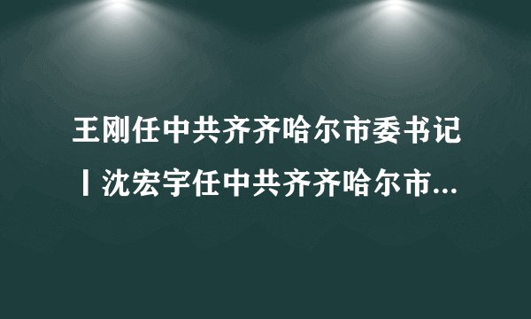 王刚任中共齐齐哈尔市委书记丨沈宏宇任中共齐齐哈尔市委副书记