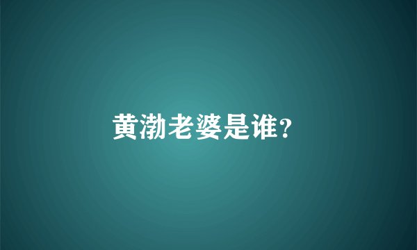 黄渤老婆是谁？