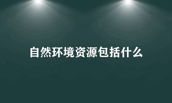 自然环境资源包括什么
