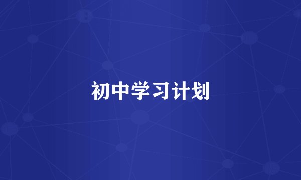 初中学习计划