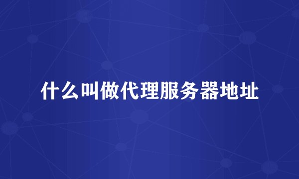 什么叫做代理服务器地址