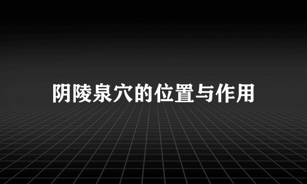 阴陵泉穴的位置与作用