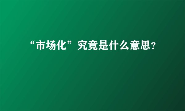 “市场化”究竟是什么意思？